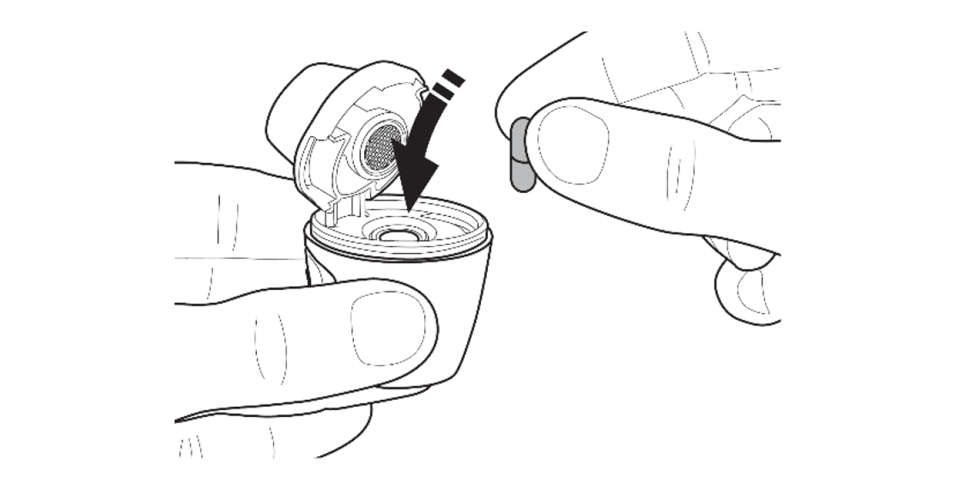 Remove the capsule from the blister and insert it into the capsule chamber